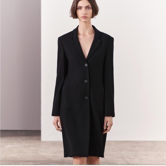 Zara NWT ZW Collection minimalist tailored fit coat black